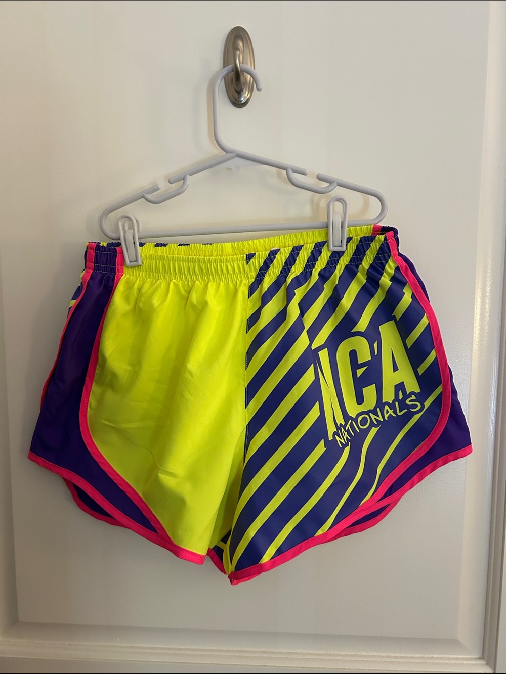 Varsity Brand Neon Yellow & Purple NCA Nationals Women's Athletic Shorts